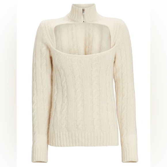 GANNI Cable Knit Keyhole Alpaca Sweater - Picture 4 of 5